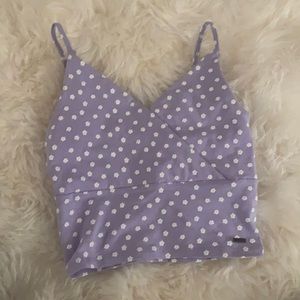 cute flower lavender cross v-neck cami tank top